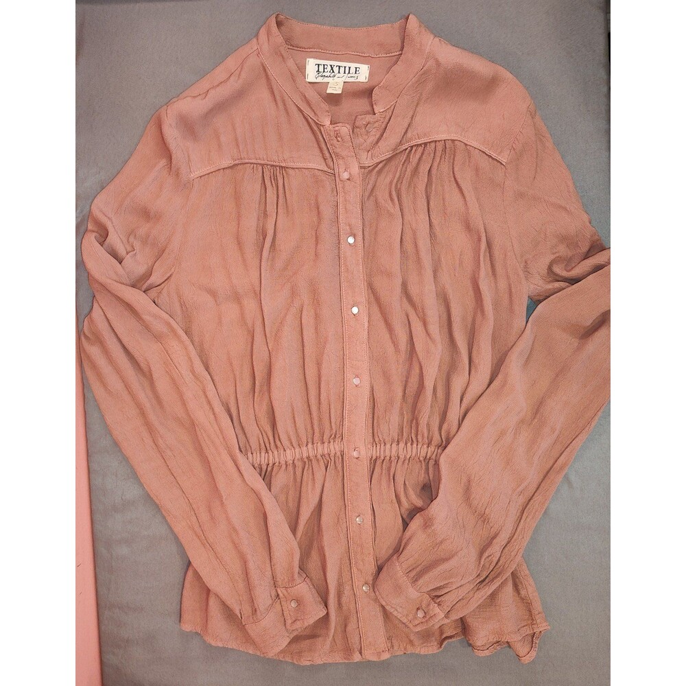 Women's Textile Elizabeth and James Long Sleeve Peasant Blouse Duster Pink Small